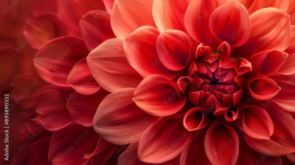Detailed view of a red dahlia flower in full bloom