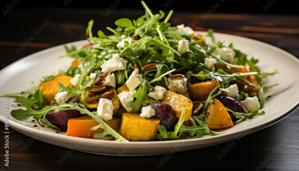 Healthy Arugula and Feta Salad with Root Vegetab Healthy Arugula and Feta Salad with Root Vegetab