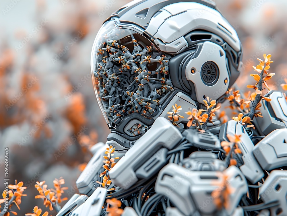 Futuristic Soldier Equipped with Holographic Camouflage Blending into Muted Digital Environment Futuristic Soldier Equipped with Holographic Camouflage Blending into Muted Digital Environment