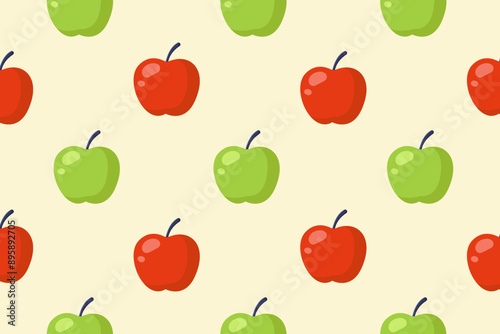 Red and yellow apples. Vector seamless pattern.