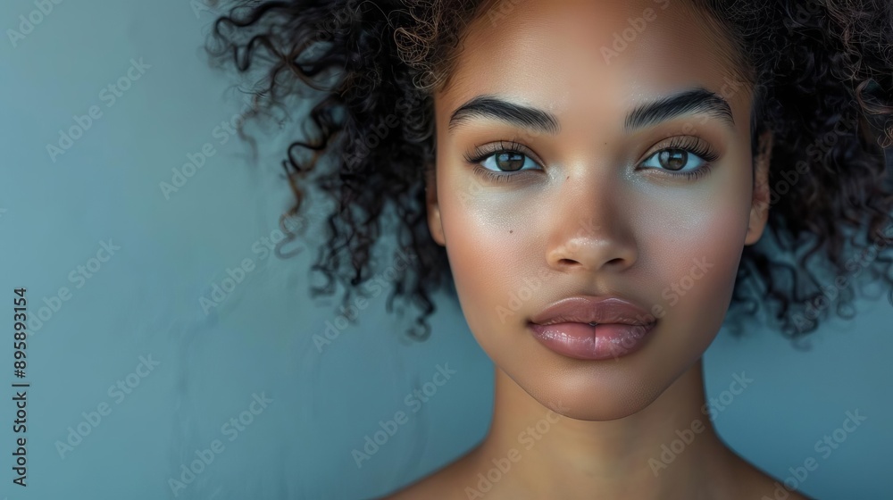 Minimalist portrait of a woman with natural makeup, eco-friendly beauty, radiant skin Minimalist portrait of a woman with natural makeup, eco-friendly beauty, radiant skin