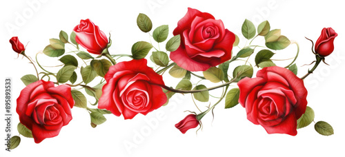 Fototapeta Naklejka Na Ścianę i Meble -  PNG  Elegant red roses floral illustration