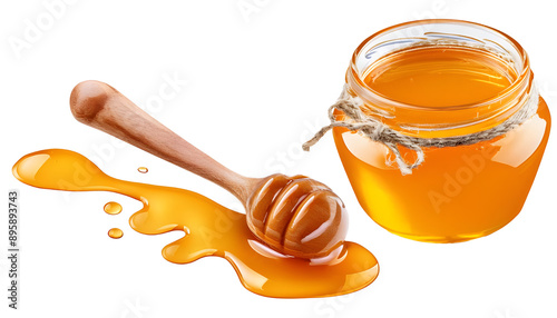 Set honey spill, Sweet honey spill drip isolated 