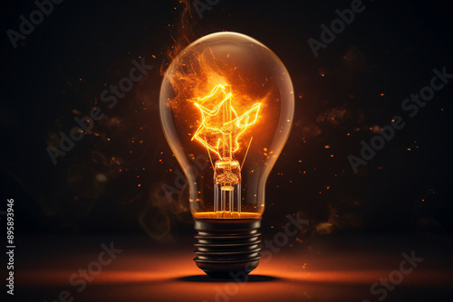 a light bulb with flames coming out of it