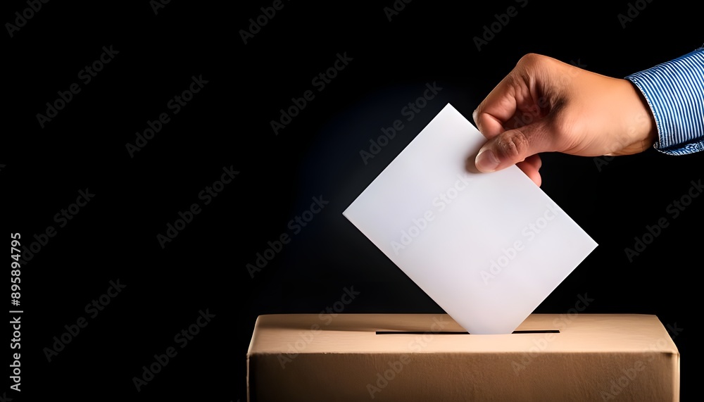 Voting , a hand putting a ballot paper into a box Voting , a hand putting a ballot paper into a box