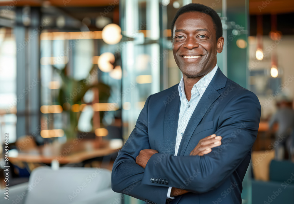 Experienced Black Executive in Modern Office Setting. A photo of a Black man in his 40s, with short black hair, standing confidently with arms crossed in a stylish, well-lit office.
Experienced Black Executive in Modern Office Setting. A photo of a Black man in his 40s, with short black hair, standing confidently with arms crossed in a stylish, well-lit office.