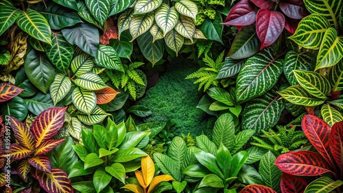 Wallpaper Mural Centered verdure A vibrant cluster of lush foliage in the center frame, creating a visual oasis, foliage, greenery, nature, vibrant Torontodigital.ca