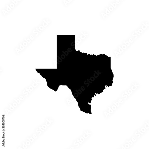 texas map vector, texas icon, star, blue red and white.
