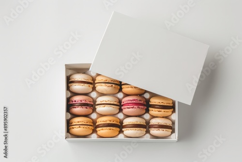 macaron box mockup, on white background, branding