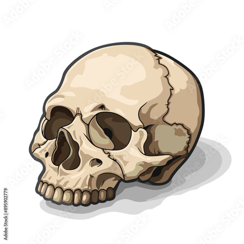 Human skull isometric view. Vector illustration cartoon style