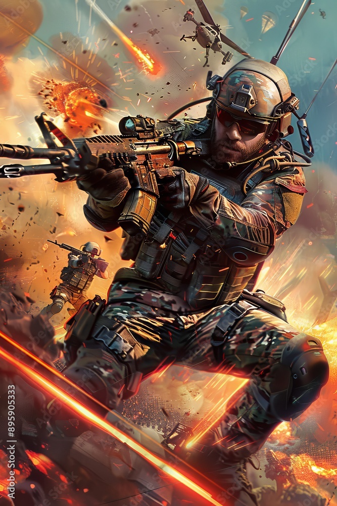 Fototapeta premium Battlefield Fury: Immersive Military Gameplay