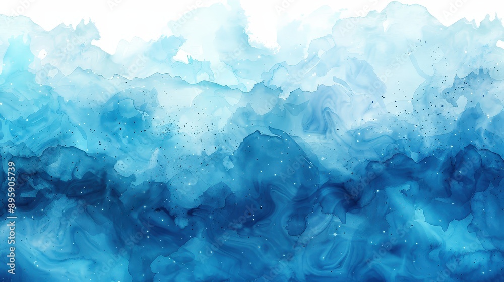 Ethereal Watercolor Landscape - Serene Misty Peaks and Valleys Ethereal Watercolor Landscape - Serene Misty Peaks and Valleys