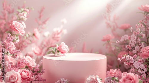 Wallpaper Mural Elegant rose podium with a floral background, perfect for valentine and romantic product displays Torontodigital.ca