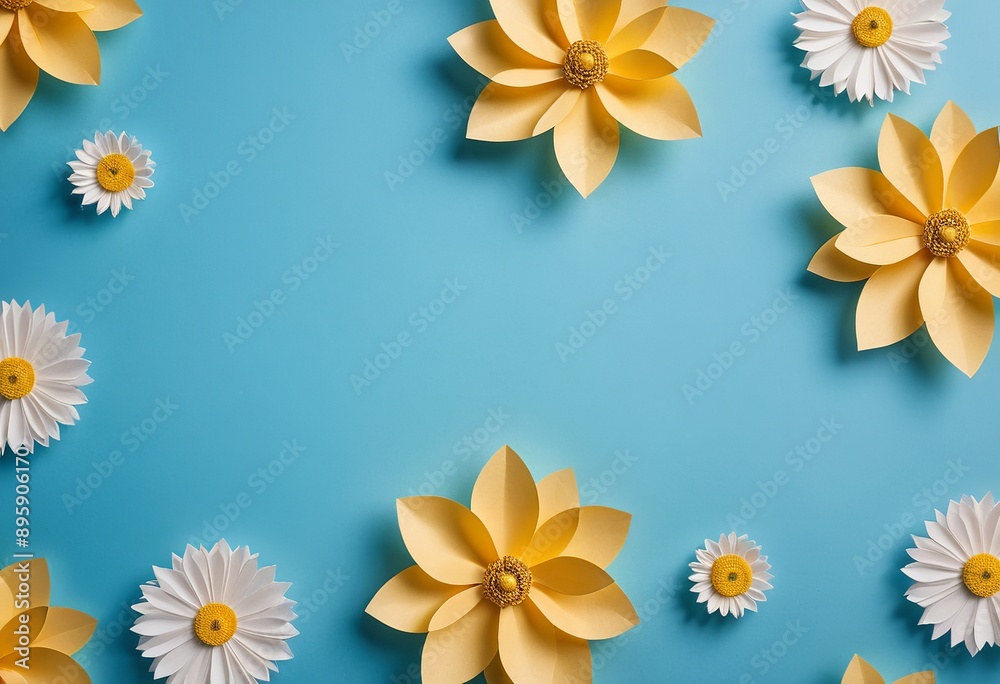 Obraz premium Handmade Paper Flowers in Blue: Papercraft Decoration