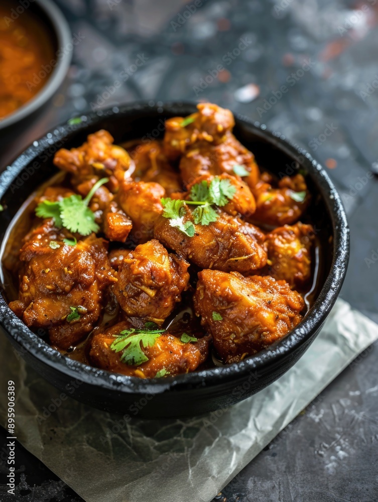 Tandoori chicken is a popular Indian dish that features marinated and deep-fried pieces of seasoned chicken Tandoori chicken is a popular Indian dish that features marinated and deep-fried pieces of seasoned chicken
