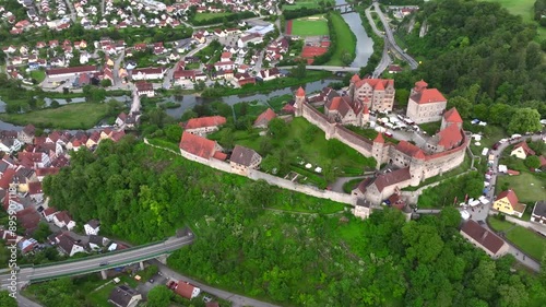 Burg Harburg, Bavaria, Germany. Road is passing in tunnel under the Castle, Romantischen Strasse Swabia, Bavaria. photo