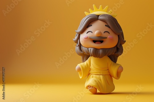 Character Mascot of Lord Jesus Christ Walking and Smiling