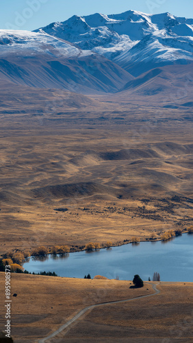 Mountain in winter and autumn, Lake Tekapo, New Zealand