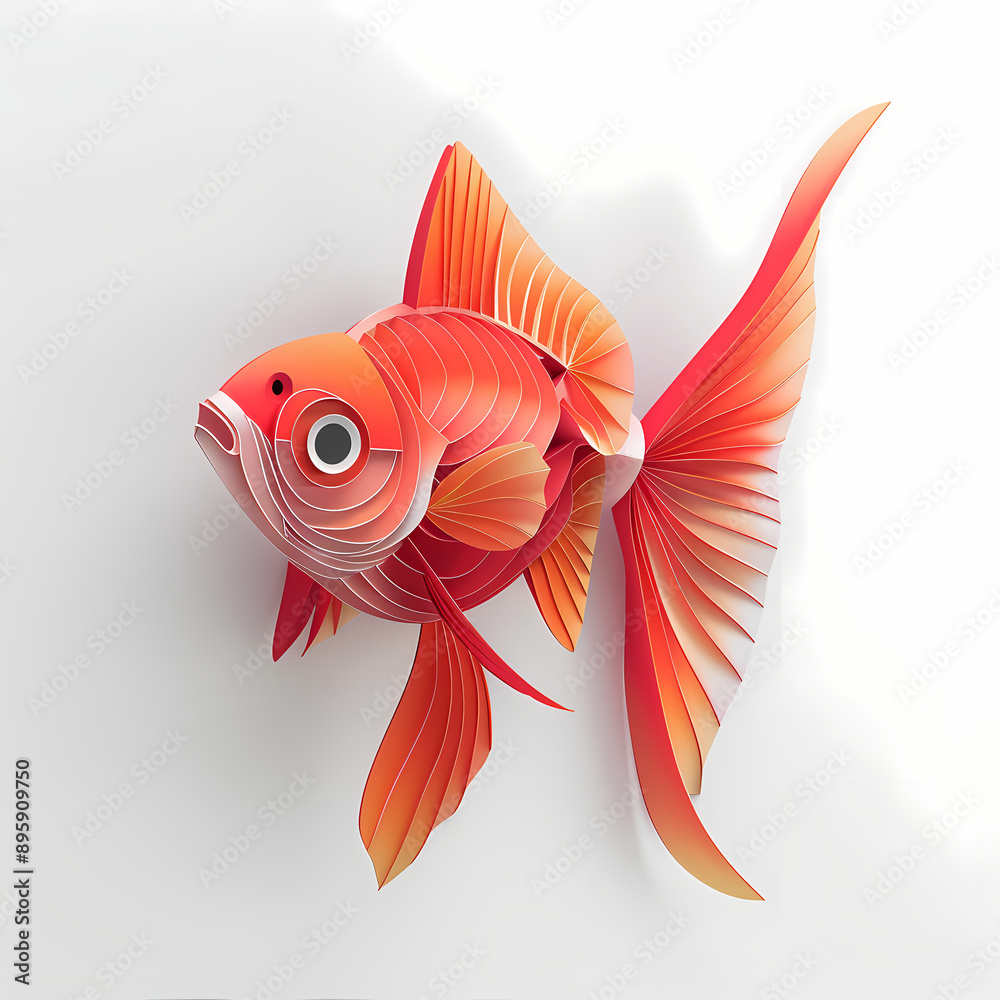Fototapeta premium 3D goldfish in white background vector image