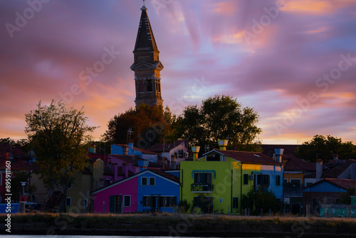 Most colorful traditional fishing town (village) Burano - Island near of Venice. Italy travel and landmarks