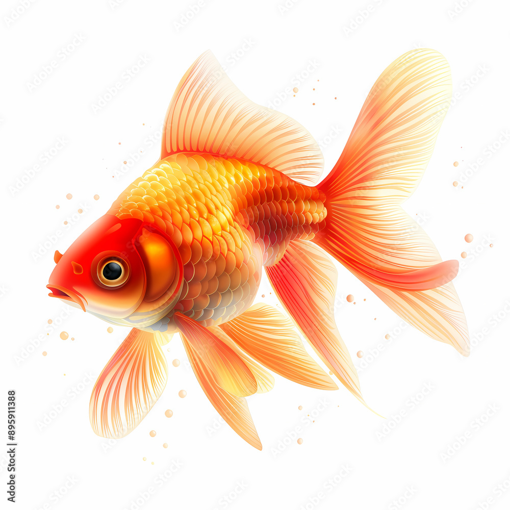 3D goldfish in white background vector image 3D goldfish in white background vector image