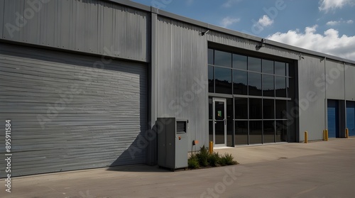 Wallpaper Mural exterior of a modern warehouse with a small office unit.generative.ai
 Torontodigital.ca