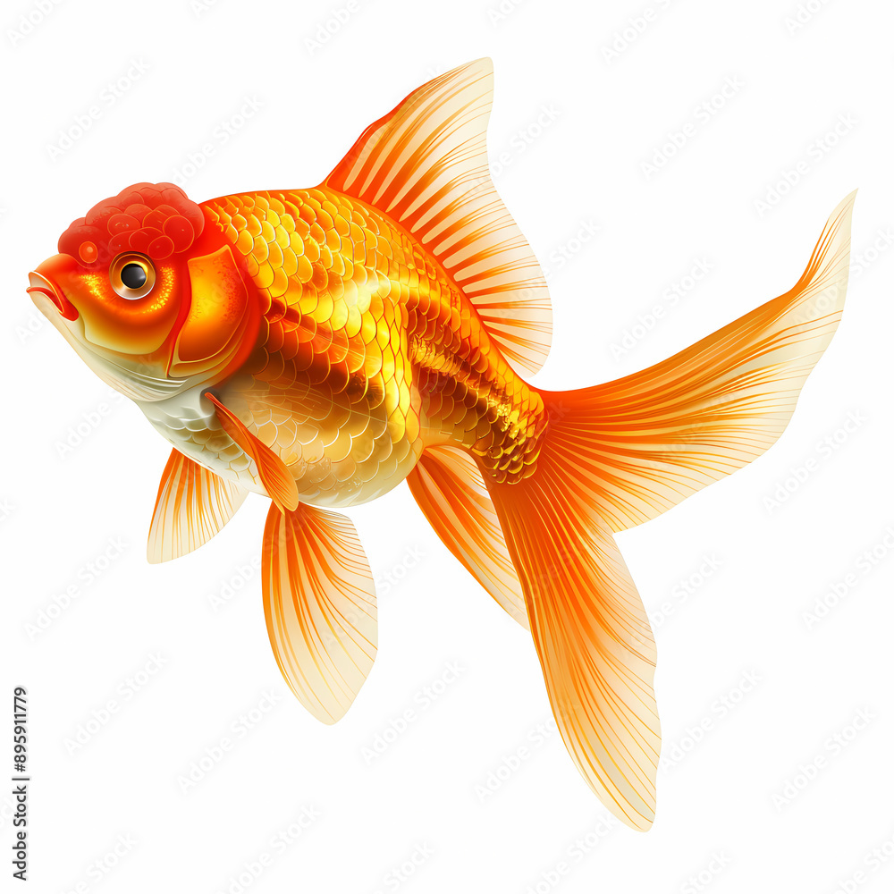3D goldfish in white background vector image 3D goldfish in white background vector image