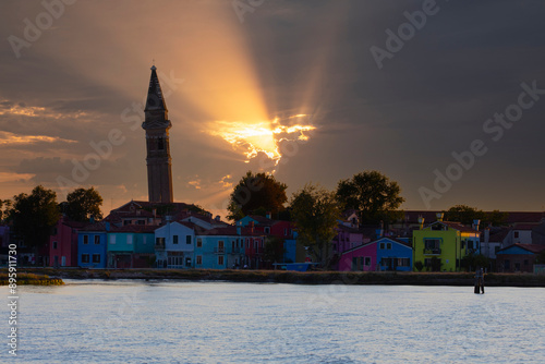 Most colorful traditional fishing town (village) Burano - Island near of Venice. Italy travel and landmarks