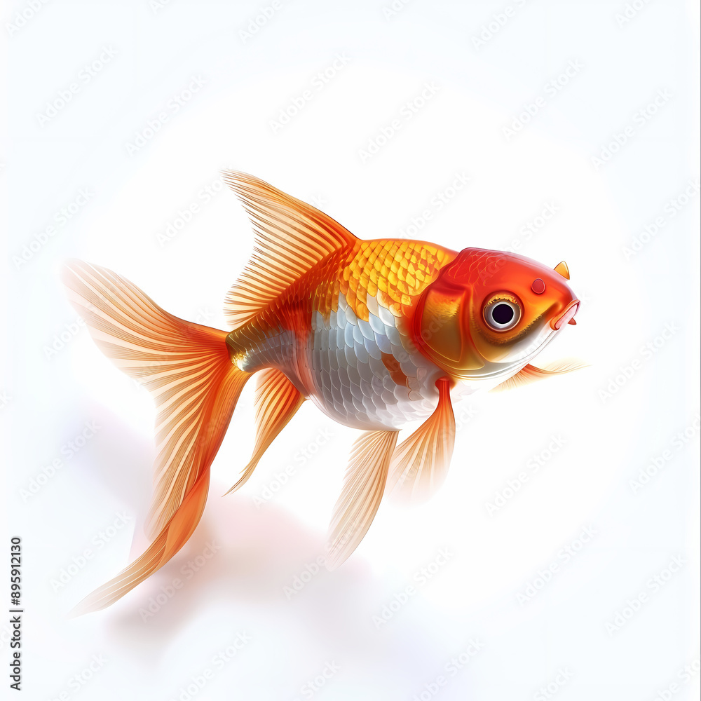 3D goldfish in white background vector image 3D goldfish in white background vector image
