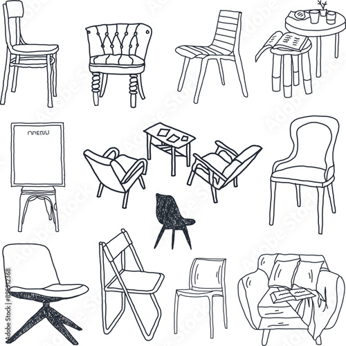 home furniture icon doodle collection