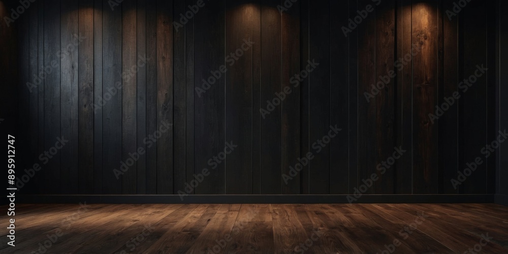 Empty light dark wall with beautiful chiaroscuro and wooden floor Minimalist background for product presentation. Empty light dark wall with beautiful chiaroscuro and wooden floor Minimalist background for product presentation.
