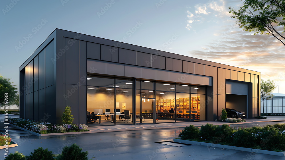 modern warehouse with small office modern warehouse with small office