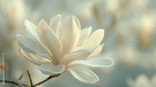 Detailed view of a white magnolia with lush petals