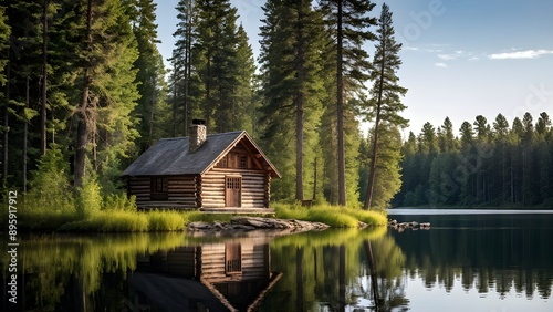 wooden cabin in a dense forest © Stefan Schurr
