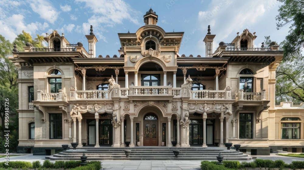 Obraz premium Architectural masterpiece with elaborate exterior decorations and grand entrance