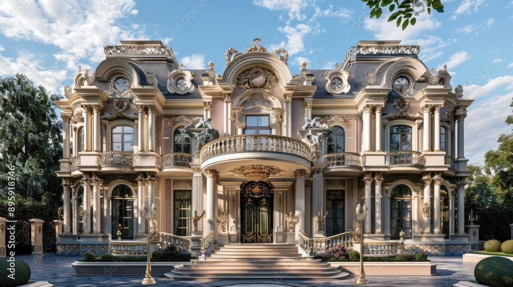 Architectural masterpiece with elaborate exterior decorations and grand entrance Architectural masterpiece with elaborate exterior decorations and grand entrance