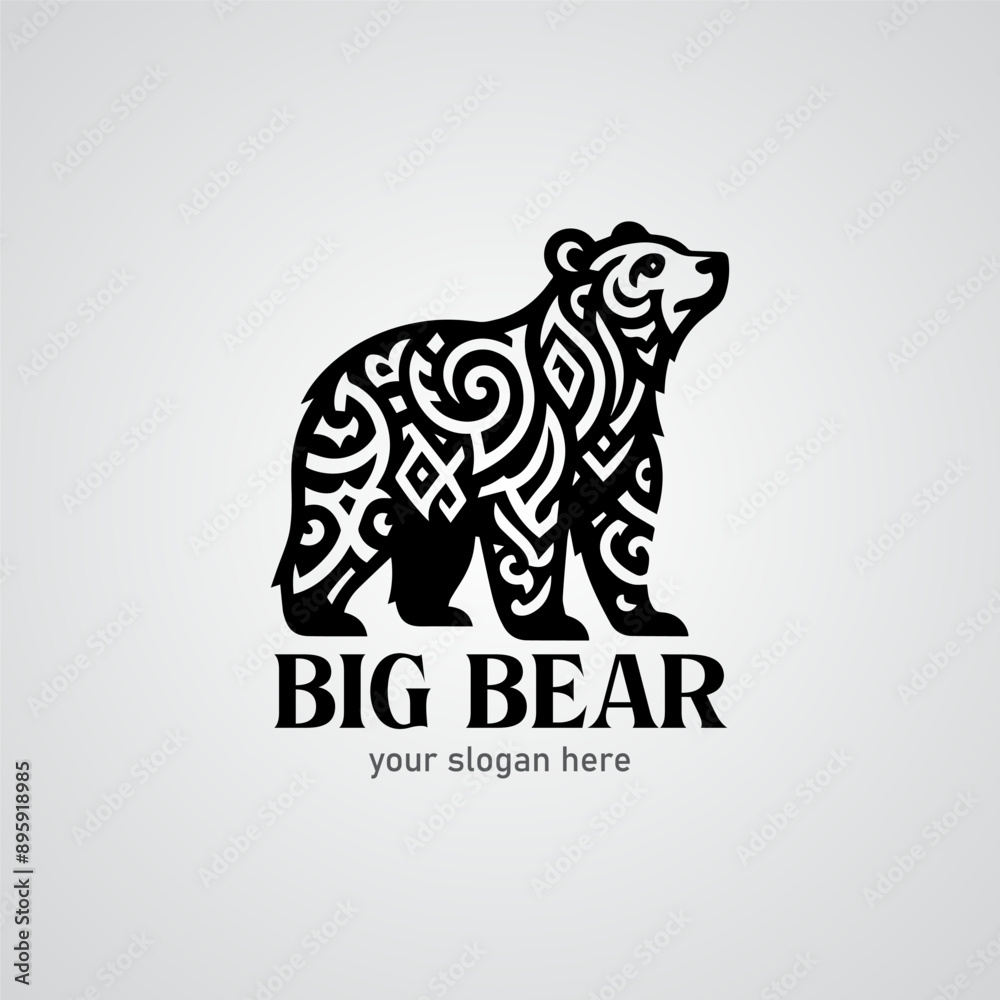 simple bear monochrome tribal tattoo design logo simple bear monochrome tribal tattoo design logo