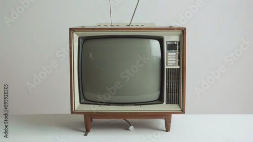 Vintage TV Screen on White Background