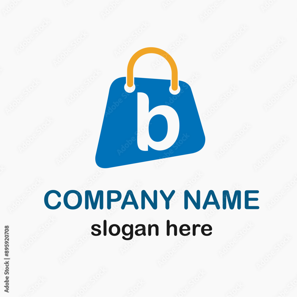 Initial b Letter with Shopping Bag Icon for Online Shop, Online Store Logo Idea Vector Template Initial b Letter with Shopping Bag Icon for Online Shop, Online Store Logo Idea Vector Template