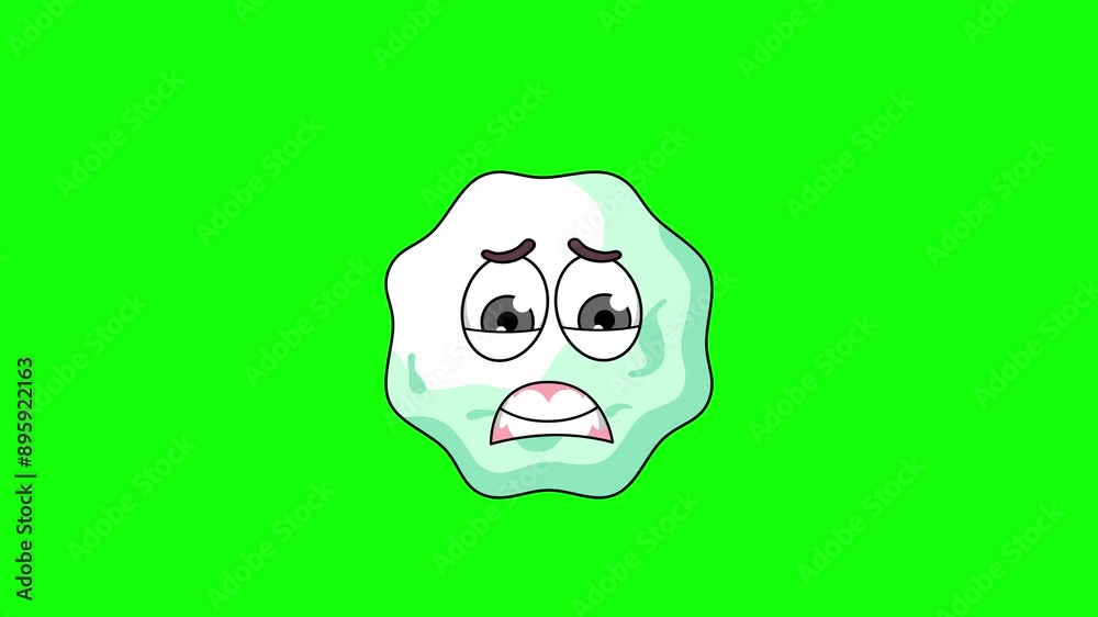 chewing gum cartoon with a face screaming in fear, emoji emoticon animation