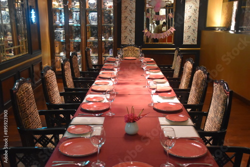 A nicely styled dining temple at an asian luxury restaurant 