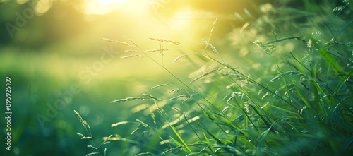 Fresh grass in summer, nature green background