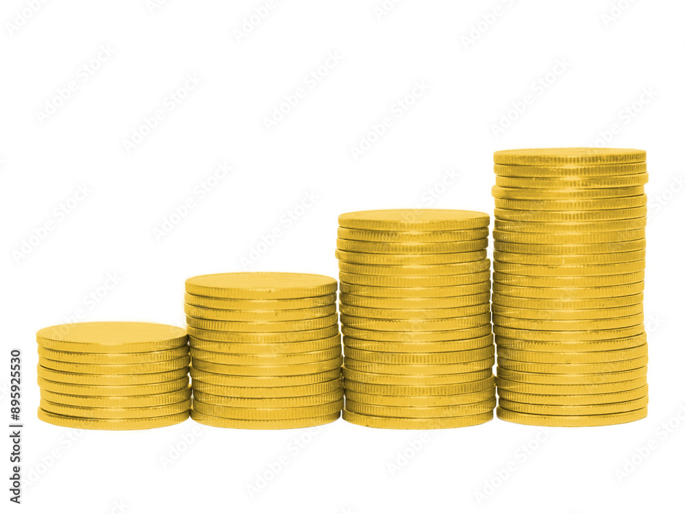 Golden coins stacked, financial, growth, profit concepts Golden coins stacked, financial, growth, profit concepts