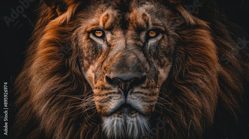 African male lion headshot looking into camera