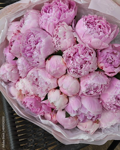 a bouquet of peonies