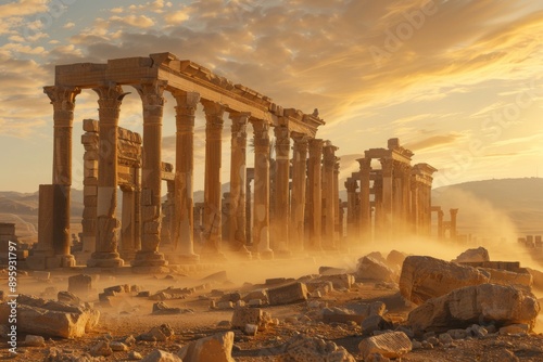 Ancient Ruins at Sunset. photo