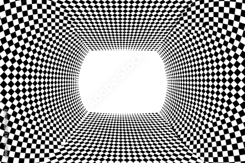 Fototapeta Naklejka Na Ścianę i Meble -  PNG Abstract optical illusion checkered tunnel