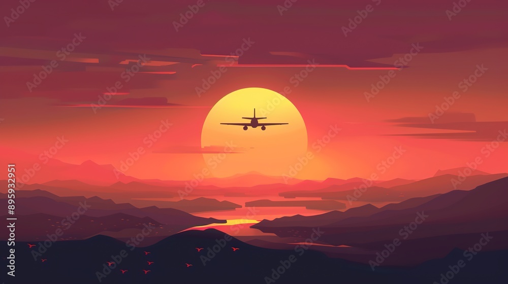 Obraz premium Sunset Background for Aviator Game