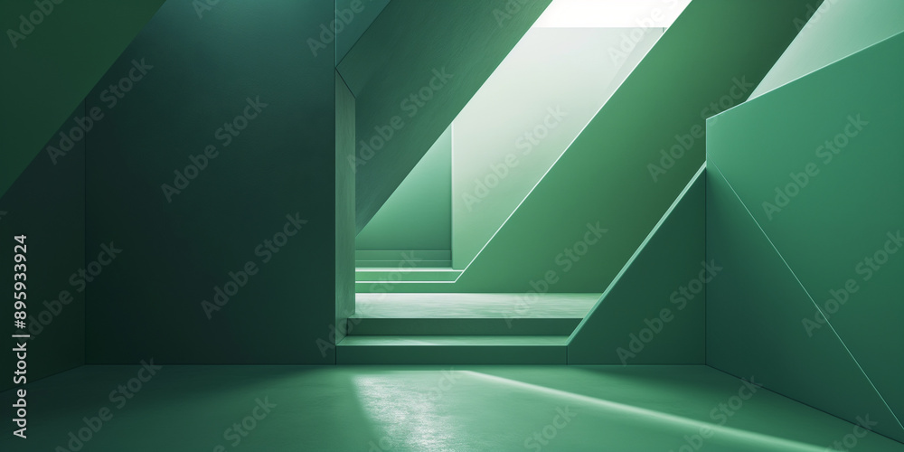 Fototapeta premium green corridor in a building
