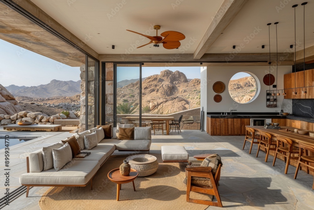 Fototapeta premium Modern Living Room with Mountain View.